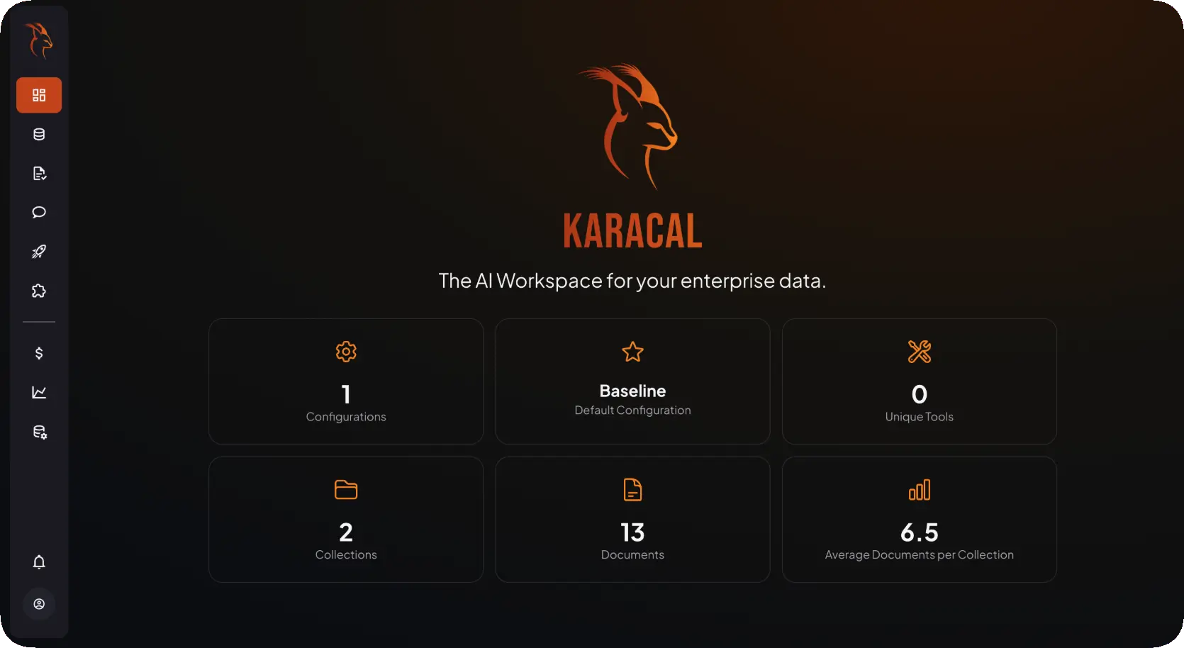 Karacal — dashboard: il workspace AI per i dati della tua azienda